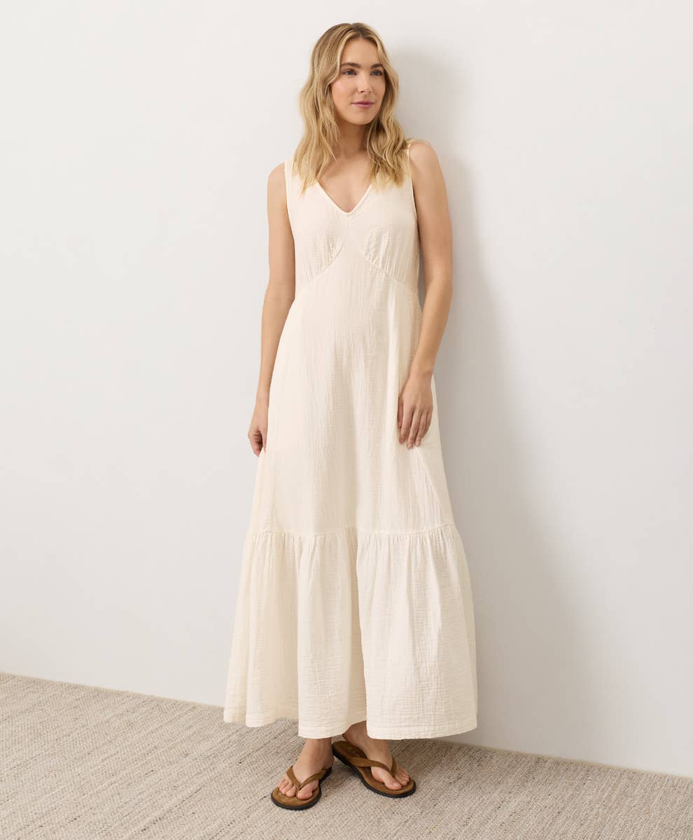 Organic Coastal Double Gauze Beach To Brunch Dress Cream / X-Large
