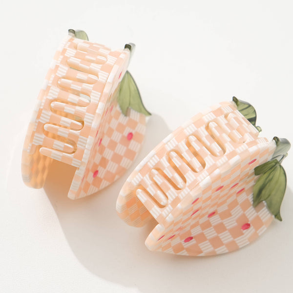 Gingham Strawberry Claw Clip - Small