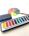 Watercolor Set - 12 Artist Grade Colors + Wood Brush