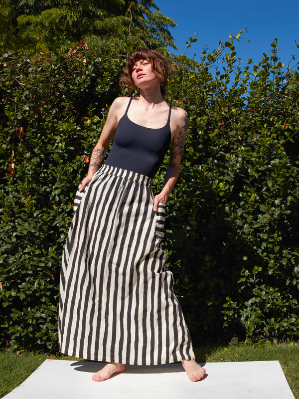 Tilda Skirt in Black Stripe