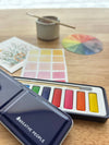 Watercolor Set - 12 Artist Grade Colors + Wood Brush