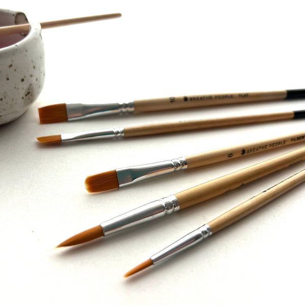 5-Piece Brush Set for Watercolor + Acrylics + Gouache