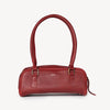 Pebbled Leather Bowler Bag in Cherry