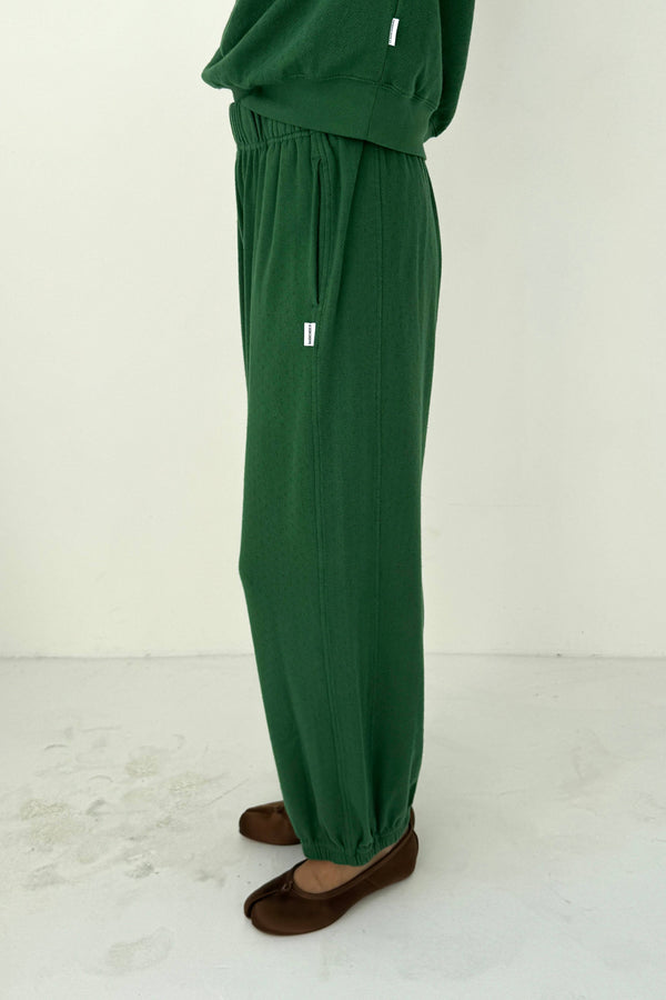 Pointelle Balloon Pants in Moss Green