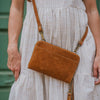 Pebbled Leather Crossbody Wallet in Vintage
