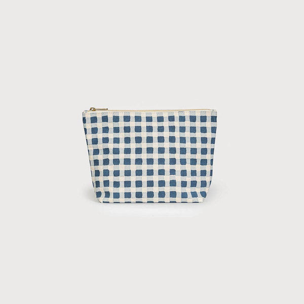 Large Waterproof Pouch - Indigo Gingham