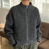 Alpaca Zip Front Jacket in Charcoal