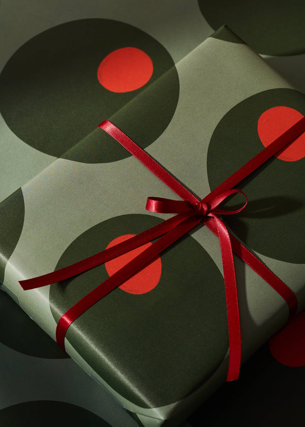 Olive and Red Stripe Double Sided Gift Wrap (set of 3 sheets)