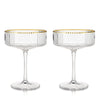 Deco Meridian Gold Rimmed Crystal Coupe Glasses (set of 2)