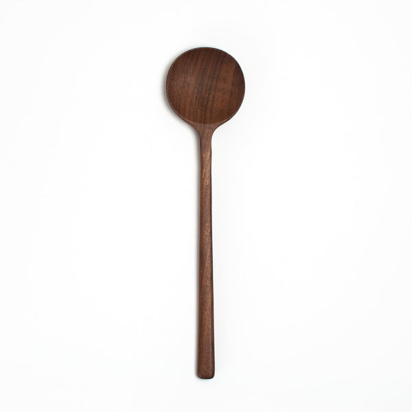 12’’ Walnut Wooden Round Spoon - Cooking & Baking Utensil
