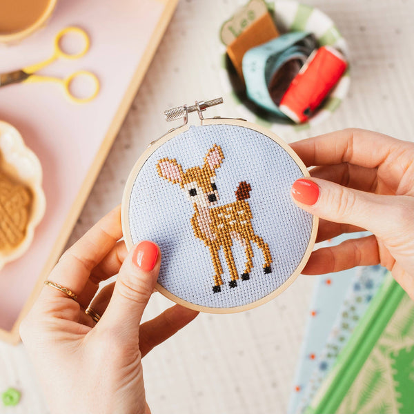 Baby Deer Fawn Cross Stitch Kit for Beginner