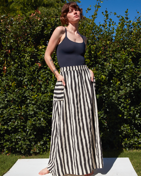 Tilda Skirt in Black Stripe