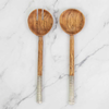 Wood Check Salad Servers