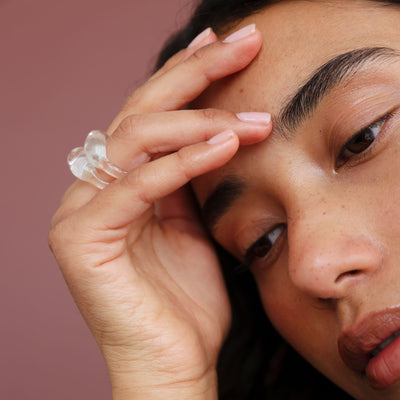 Isabella Handblown Glass Ring in Bianca Clear