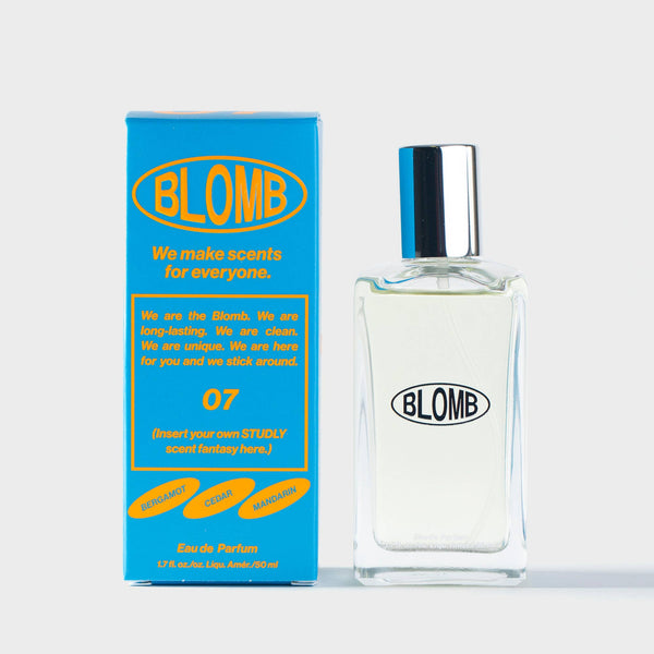 Blomb eau de parfum 07 bottle and packaging on a white background