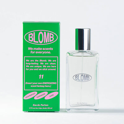 Blomb Eau de Parfum 11 bottle and packaging on a white background