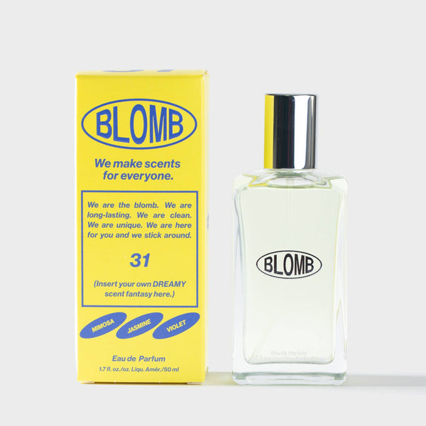 Blomb Eau de Parfum 31 bottle and packaging on a white background