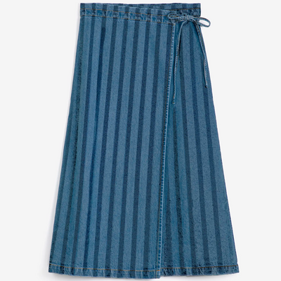 Blue striped skirt on a white background