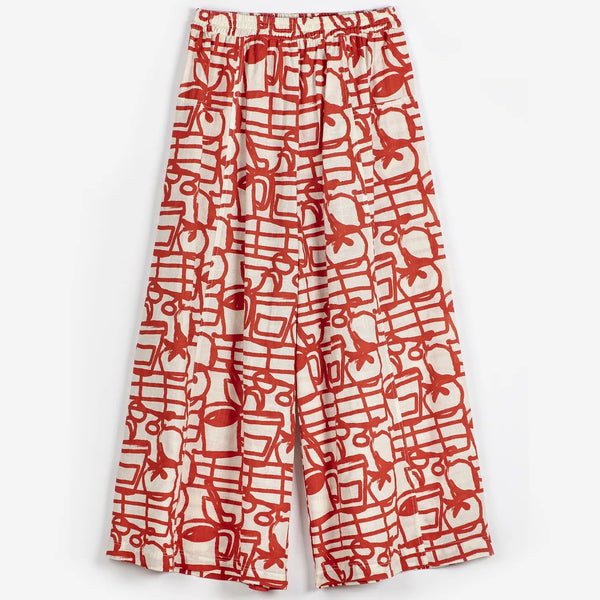 Cookery Festival Pattern Cotton Pants