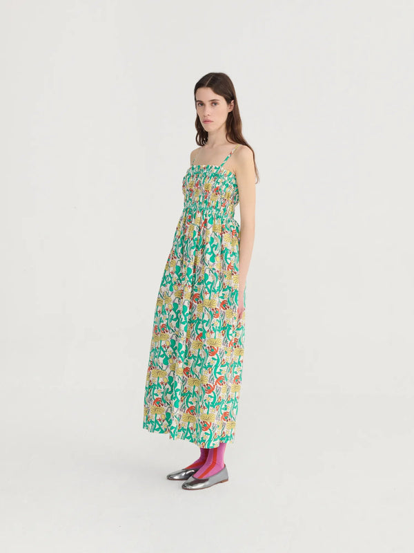 Color Herbalist Gathered Bustier Dress