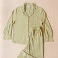 Cotton Pajama Set in Olive Houndstooth