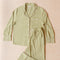 Cotton Pajama Set in Olive Houndstooth