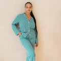 Cotton Pajama Set in Teal Checkerboard