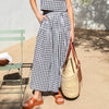Tiered Maxi Skirt in Black White Check
