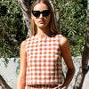 Studio Boxy Top in Handloom Gingham Rust