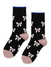 Boucle Bow Crew Socks in Mauve & Black
