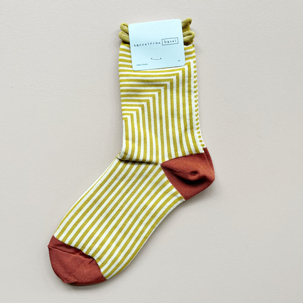 Corbusier Crew Socks in Yellow Stripe