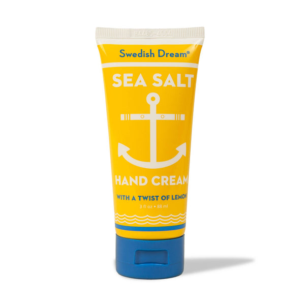 Tube of Swedish Dream Sea Salt with a Twist of Lemon Hand Cream on a white background