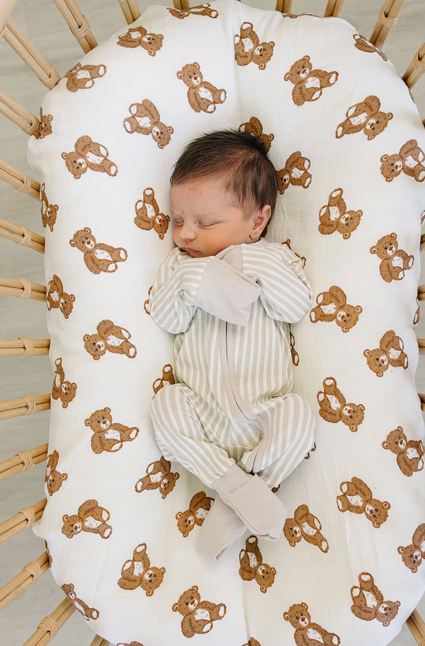 Taupe Stripe Ribbed Bamboo Zipper