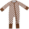 Rust Checkered Ribbed Zipper Jammies
