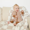 Rust Checkered Ribbed Zipper Jammies