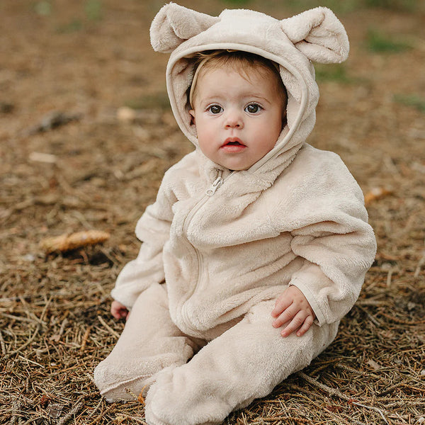 Fleece Bear Hooded Zipper Romper