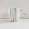 Round Ceramic Mug in Thin Blue Stripe