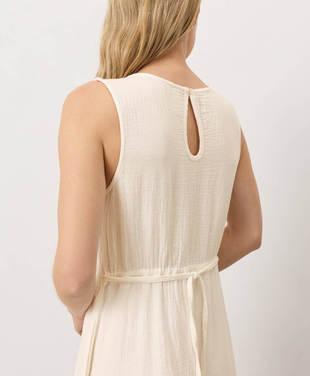 Organic Coastal Double Gauze Beach To Brunch Dress Cream / X-Large
