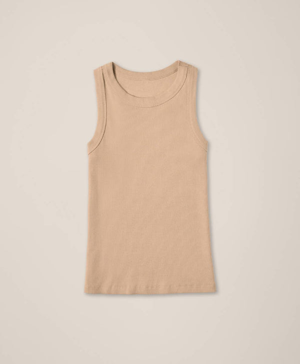 Beige tank top on a beige background