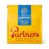Yellow coffee bag with blue 'jumpstart' label featuring 'Partners Coffee Roasters' branding on a white background.