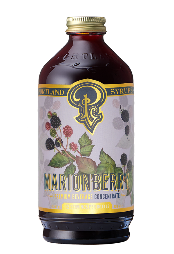 Portland Syrups Marionberry premium beverage concentrate bottle.