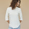 Solid Raglan 3/4 Sleeve Hemp Shirt in Washed White