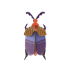 Colorful beetle paper wall art on transparent background.