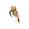 Brown and white owl paper wall art on transparent background.