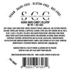 Label of Sweet Caroline Confections guava hard candy lollipop with ingredients and manufacturing details.