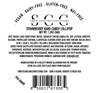 Back label of Strawberry Hard Candy Lollipop from Sweet Caroline Confections with ingredients and manufacturing details.