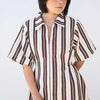 Long Utility Dress in Brown Stripe