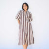Long Utility Dress in Brown Stripe