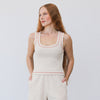Square Neck Waffle Tank in Oat Milk
