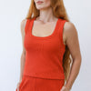 Square Neck Waffle Tank in Paprika